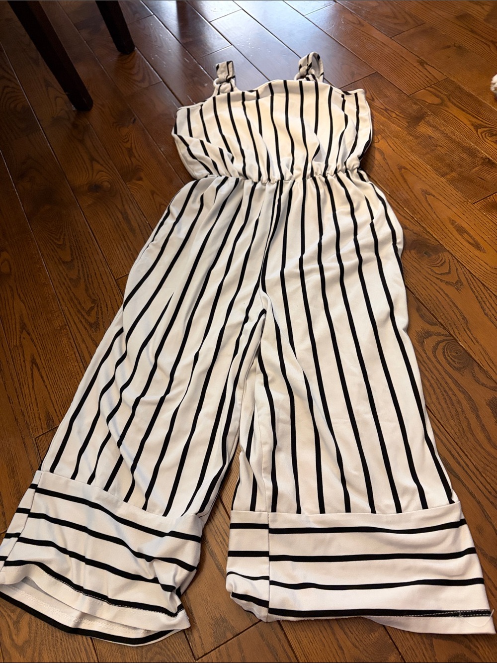 Striped Wide-Leg Jumpsuit in White & Black